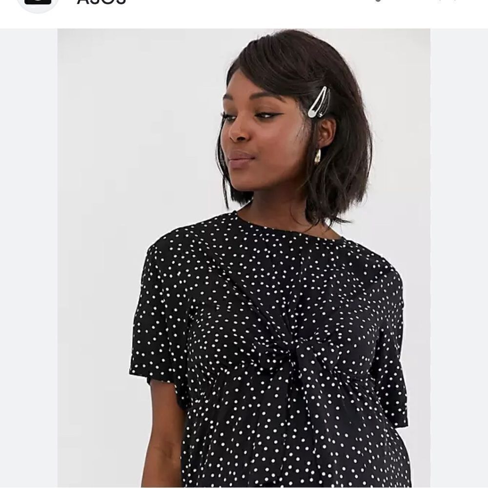 Glamorous Black and White Polkadot Short Sleeve Blouse